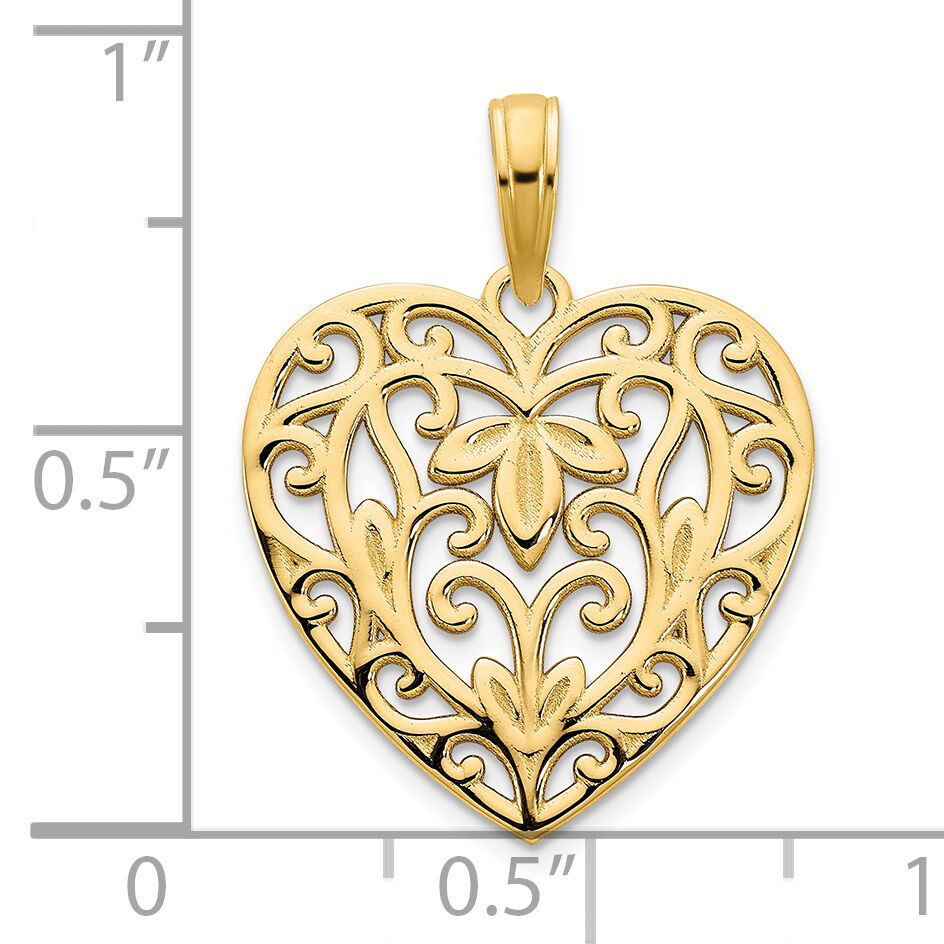 14ky Fancy Heart Pendant-D5036