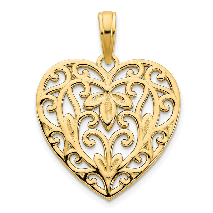 14ky Fancy Heart Pendant-D5036