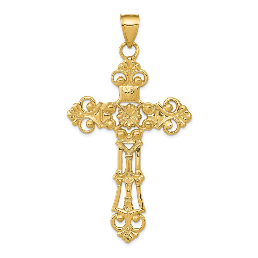 14k Fleur De Lis Large Cross Pendant-D503