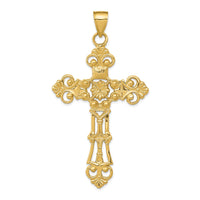 14k Fleur De Lis Large Cross Pendant-D503