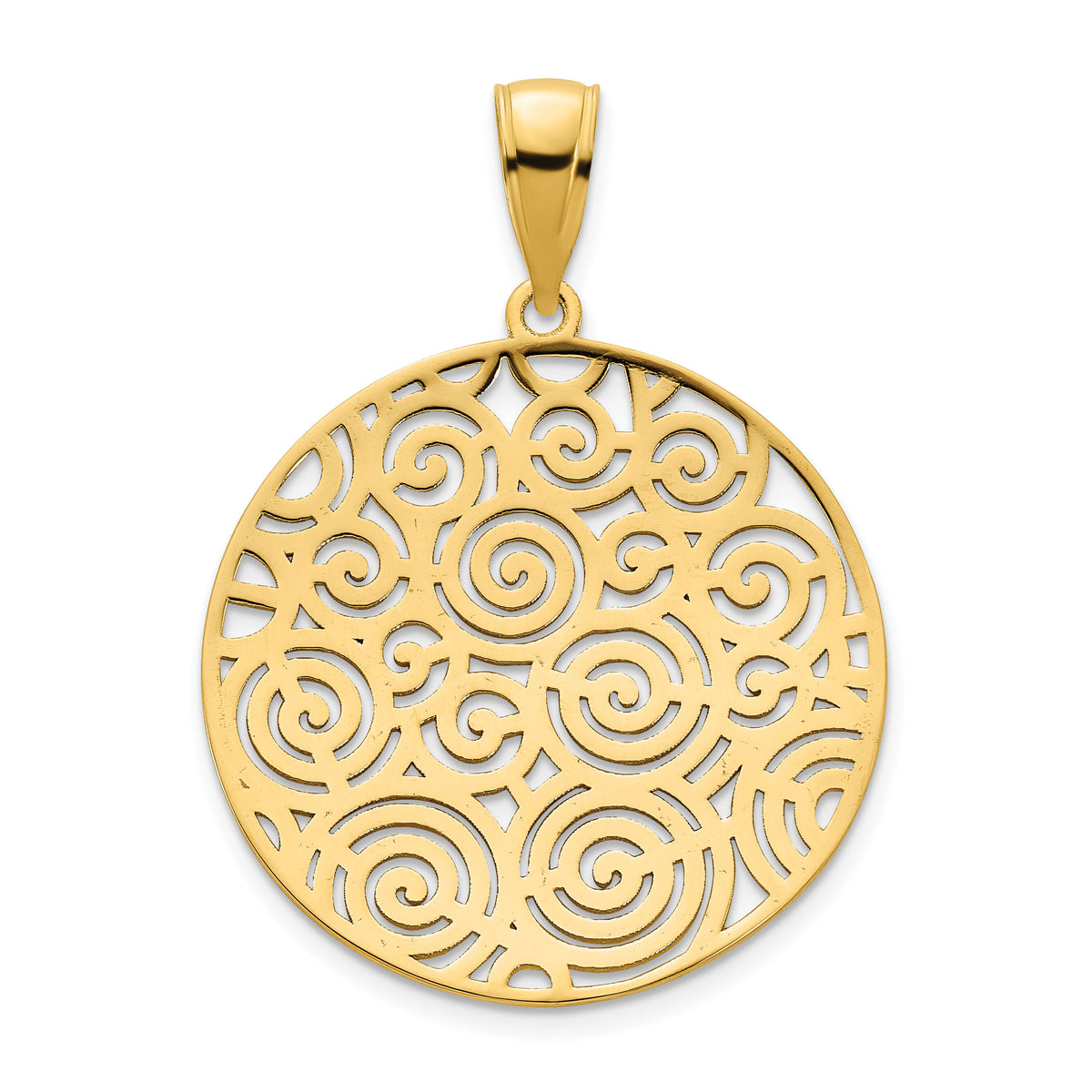14k Fancy Filigree Disc Pendant-D5042