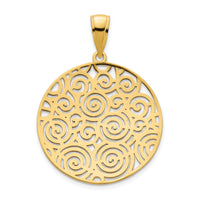 14k Fancy Filigree Disc Pendant-D5042