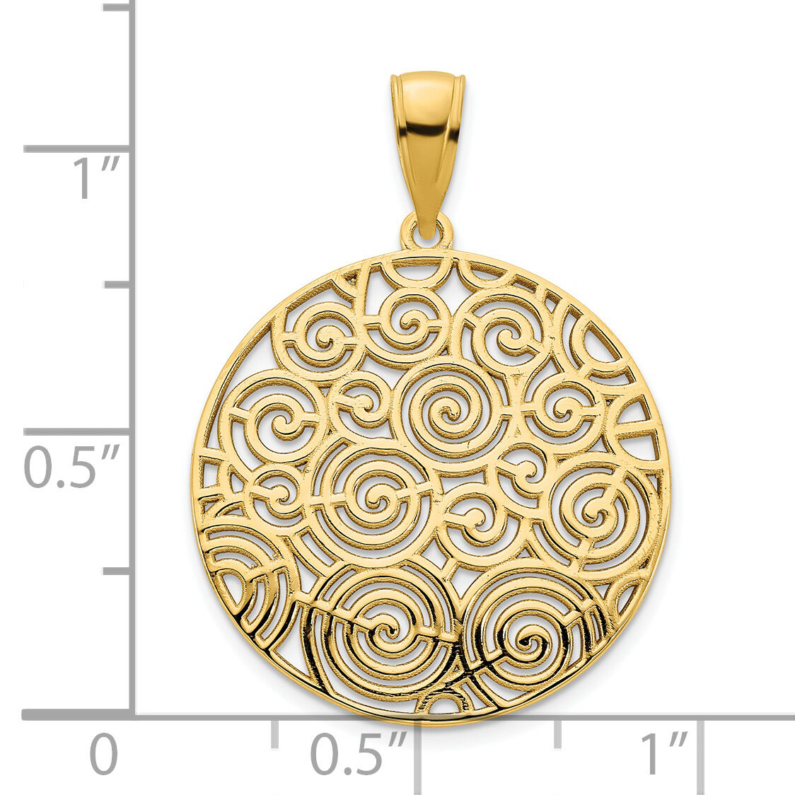 14k Fancy Filigree Disc Pendant-D5042