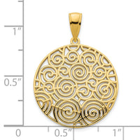 14k Fancy Filigree Disc Pendant-D5042