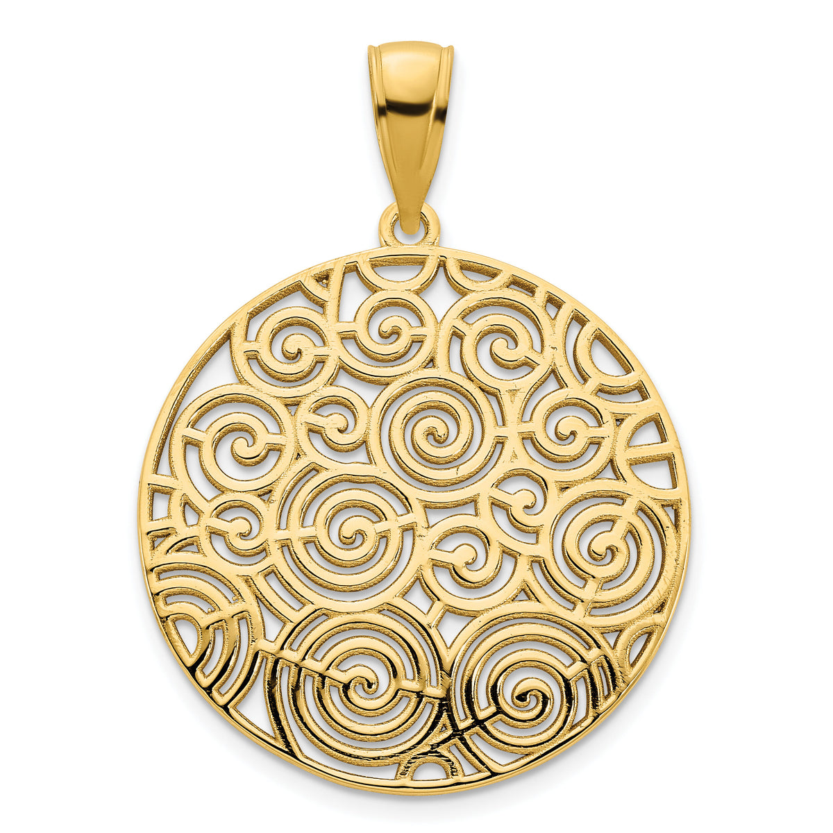 14k Fancy Filigree Disc Pendant-D5042