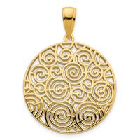 14k Fancy Filigree Disc Pendant-D5042