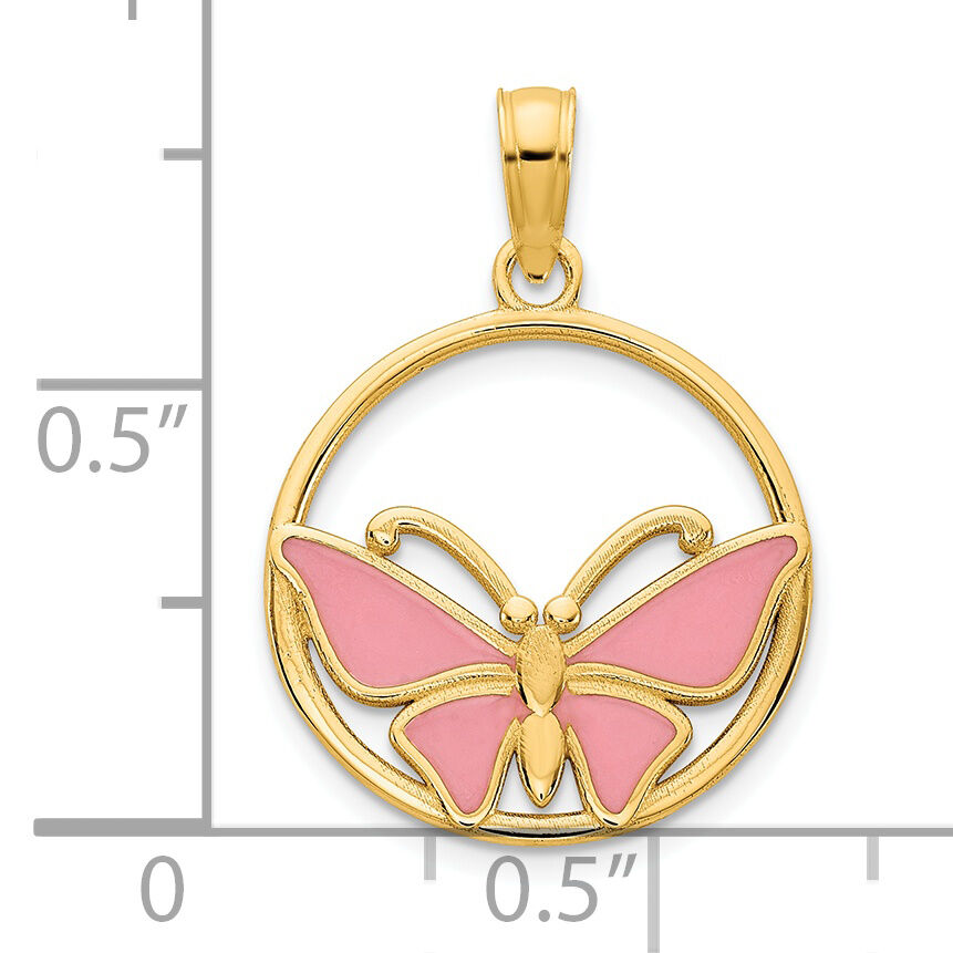 14k Epoxy Butterfly Pendant-D5053
