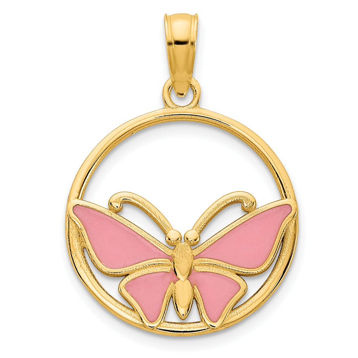 14k Epoxy Butterfly Pendant-D5053