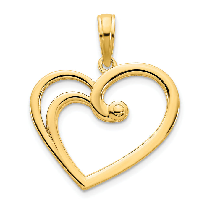 14k Fancy Open Heart Pendant-D5060