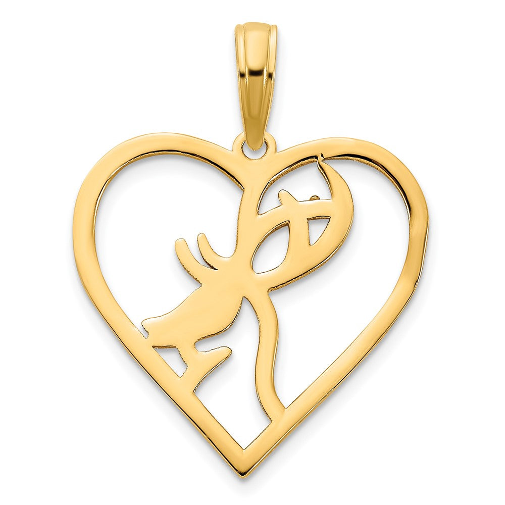 14ky Deer in a Heart Pendant-D5066