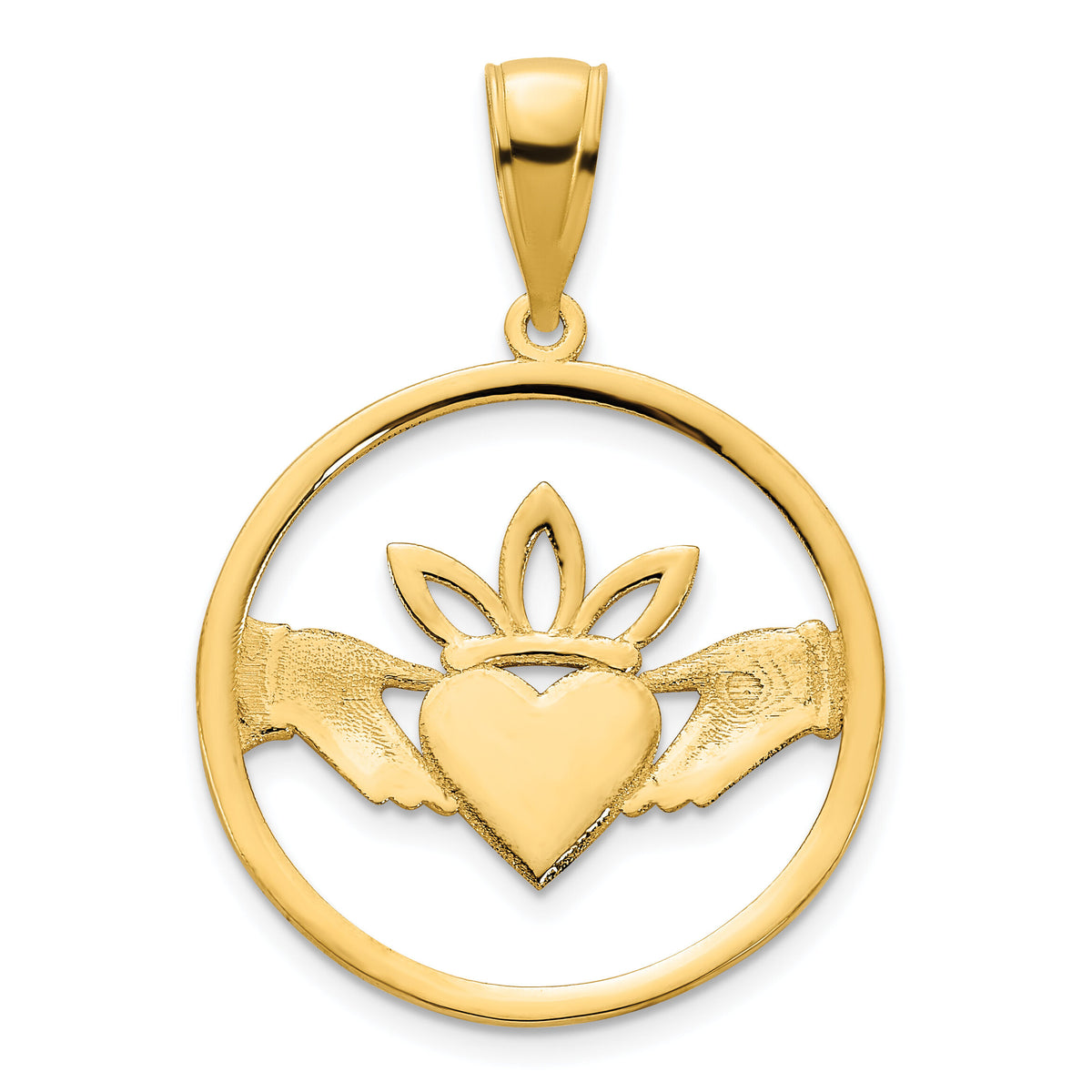 14k Claddagh Circle Pendant-D5089