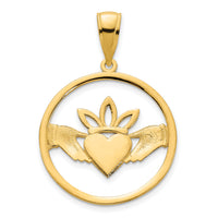 14k Claddagh Circle Pendant-D5089