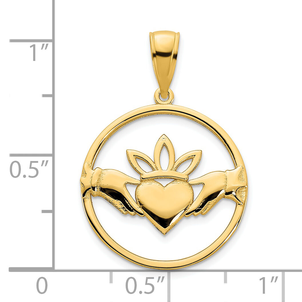 14k Claddagh Circle Pendant-D5089