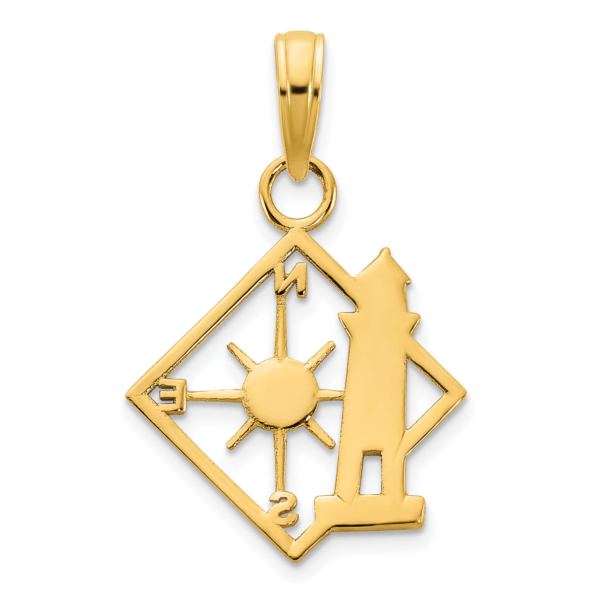 14k Lighthouse Compass Pendant-D5093