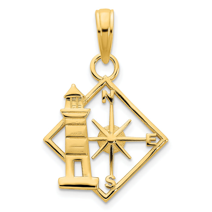 14k Lighthouse Compass Pendant-D5093