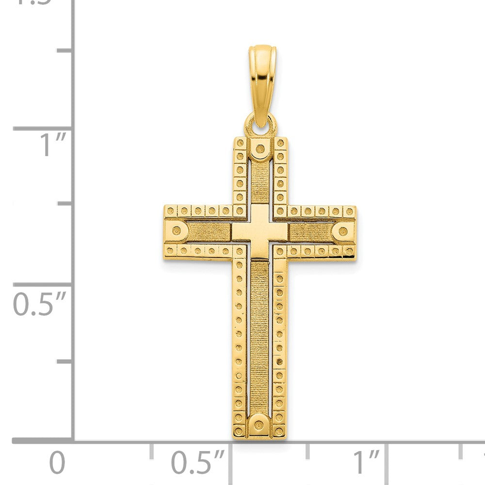 14k Fancy Sandblasted Cross Pendant-D5140