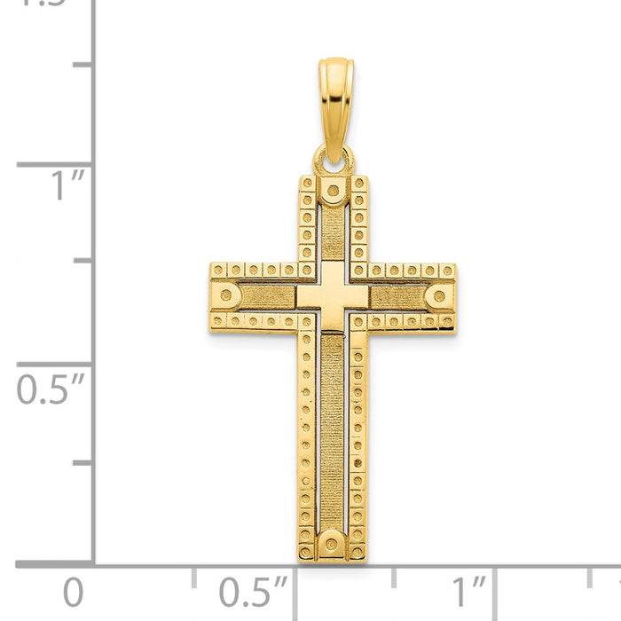 14k Fancy Sandblasted Cross Pendant-D5140