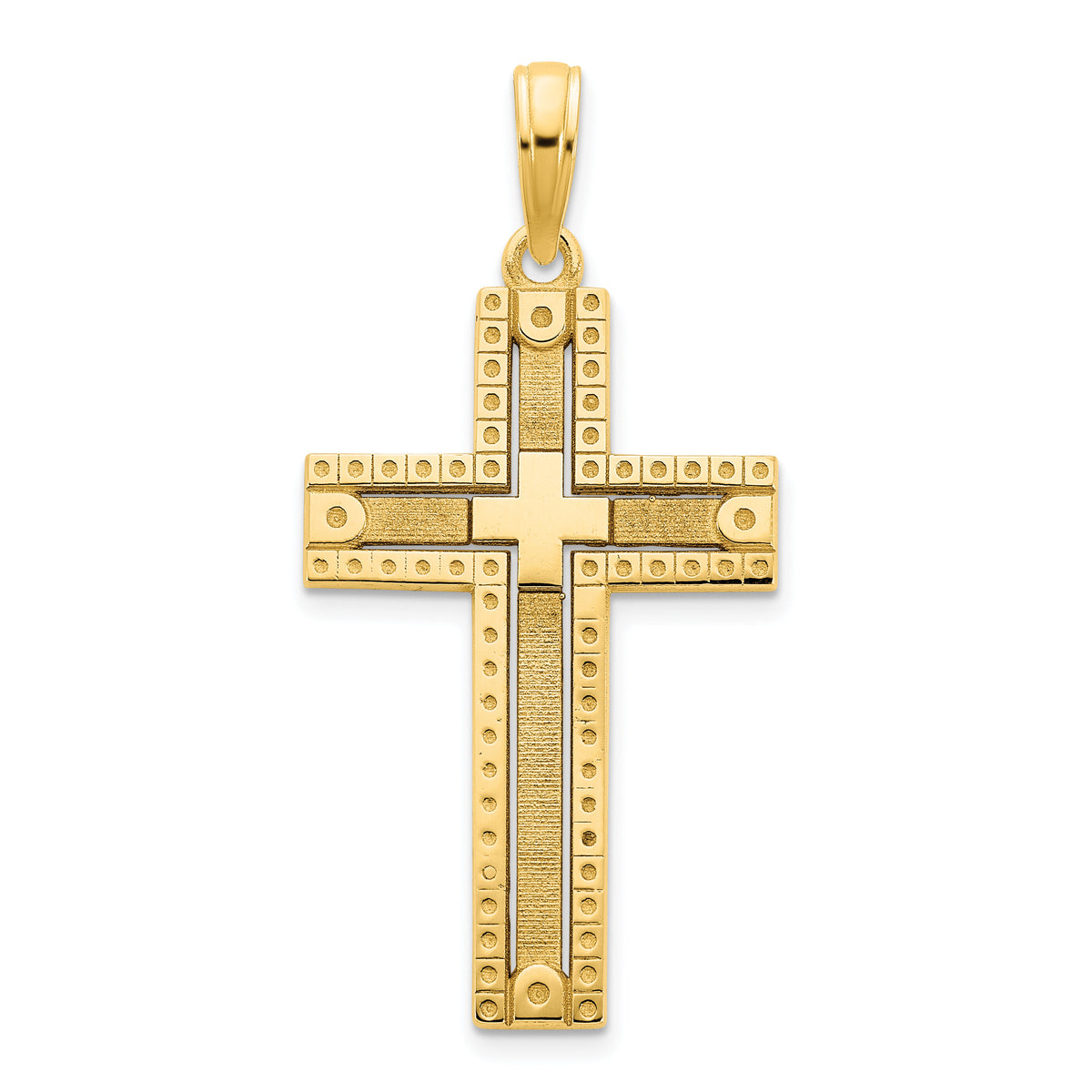 14k Fancy Sandblasted Cross Pendant-D5140