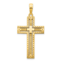 14k Fancy Sandblasted Cross Pendant-D5140
