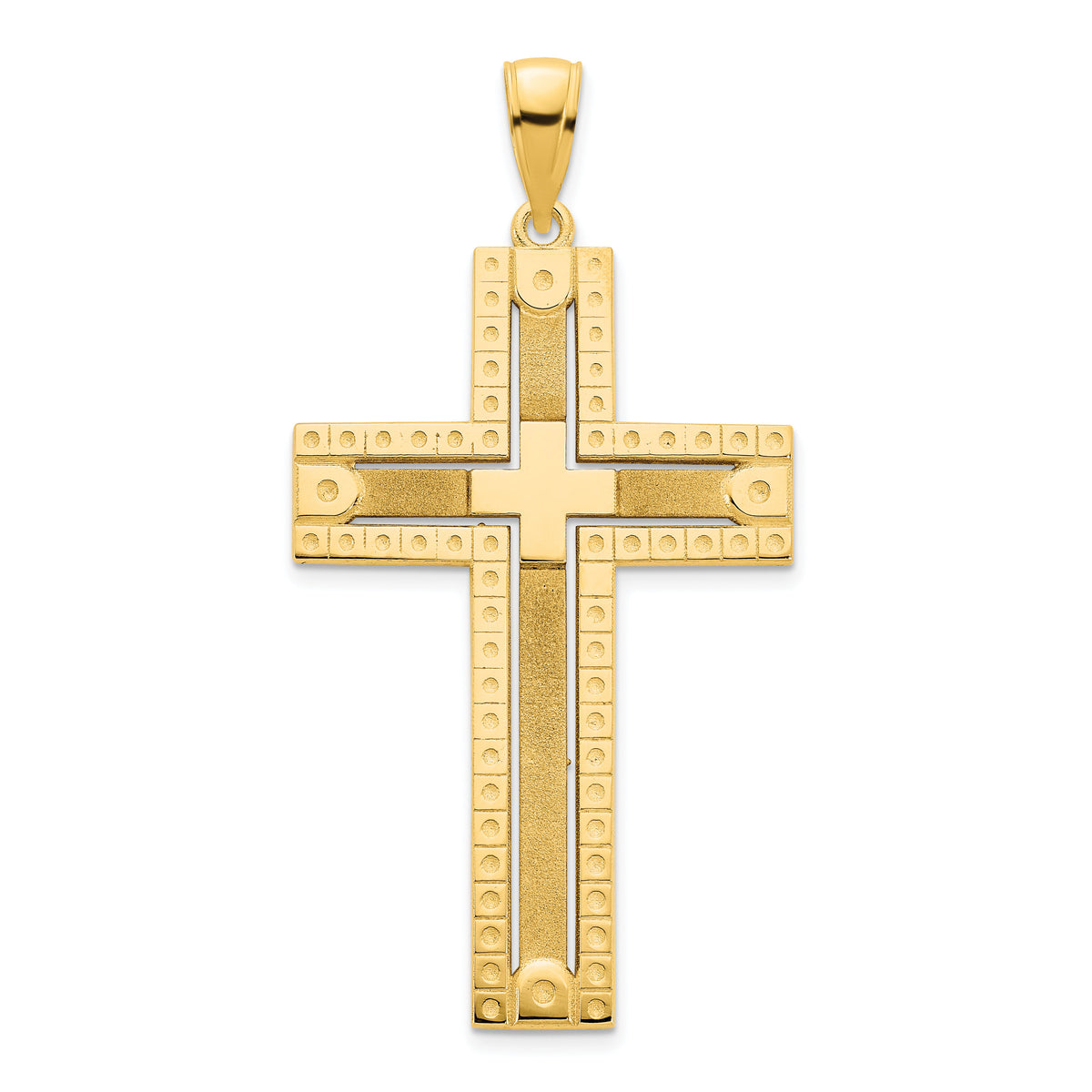 14k Fancy Sandblasted Cross Pendant-D5141