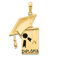 14k Epoxy Graduation Cap and Diploma Pendant-D5145
