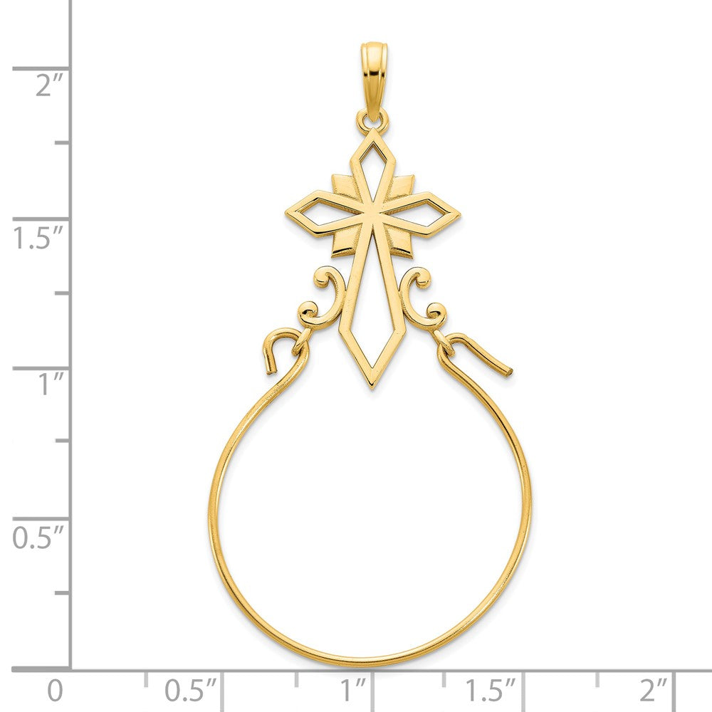 14k Fancy Cross Charm Holder Pendant-D5147