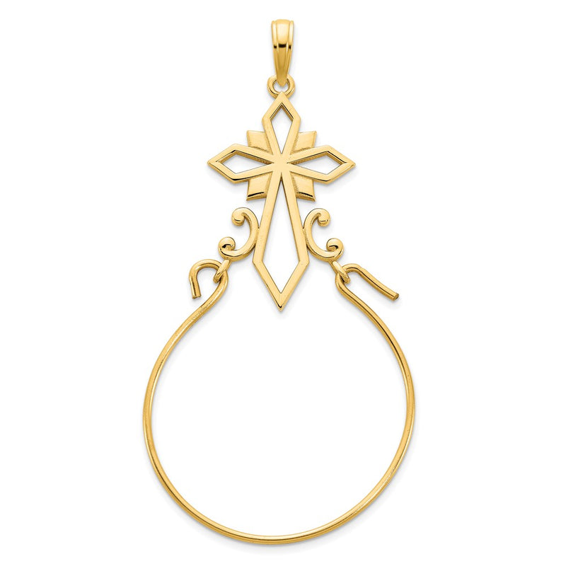 14k Fancy Cross Charm Holder Pendant-D5147