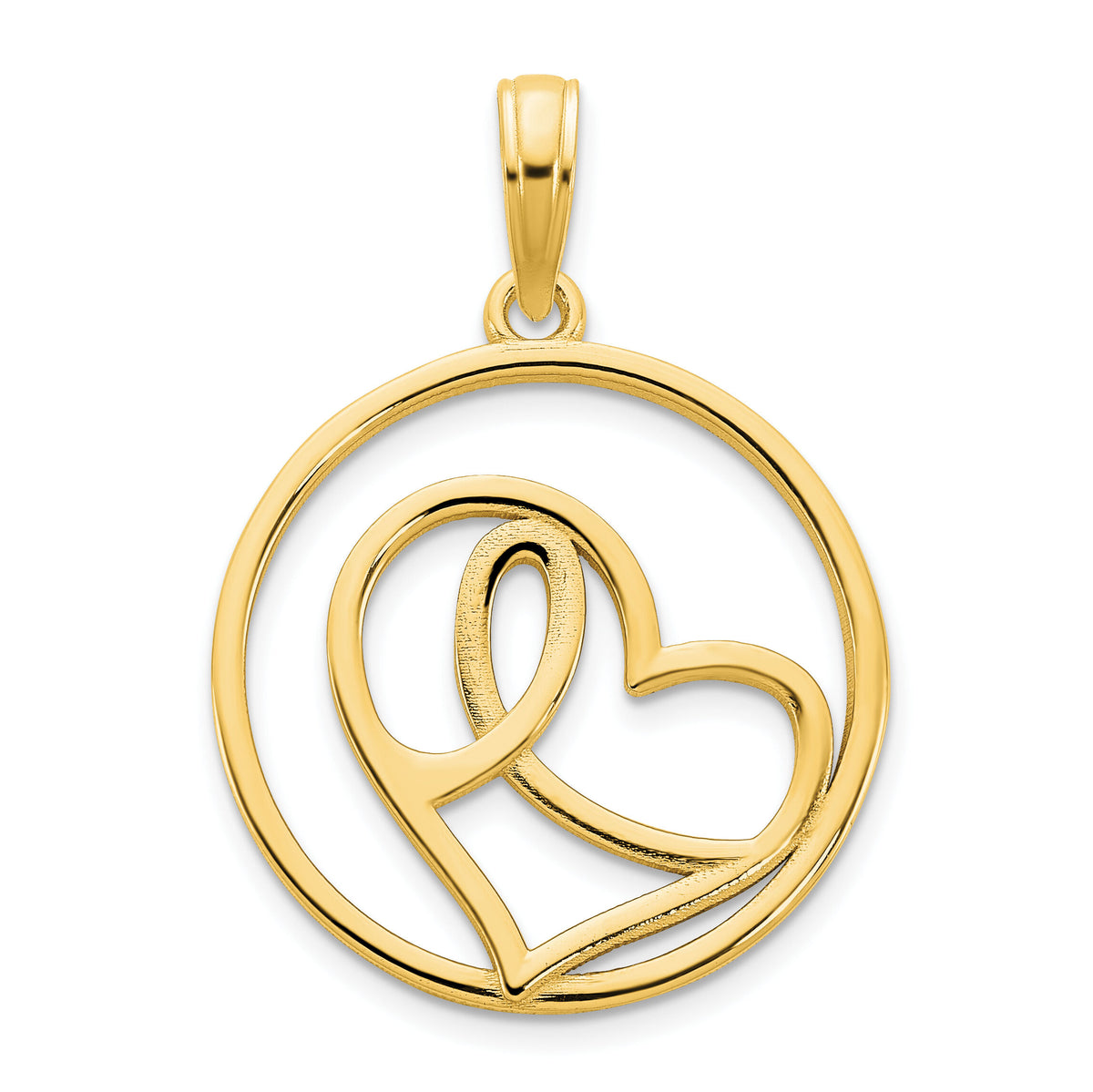14ky Heart Circle Pendant-D5180