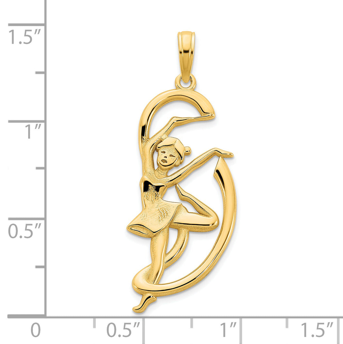 14k Gymnast w/ Ribbon Pendant-D5198