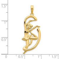 14k Gymnast w/ Ribbon Pendant-D5198
