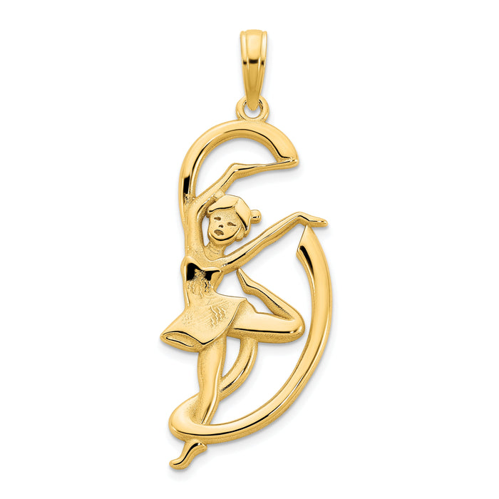14k Gymnast w/ Ribbon Pendant-D5198