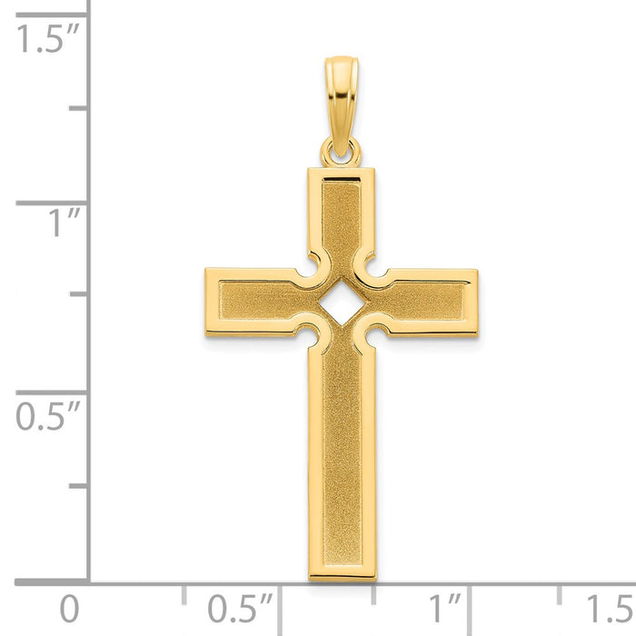 14k Polished and Satin Cross Pendant-D5226