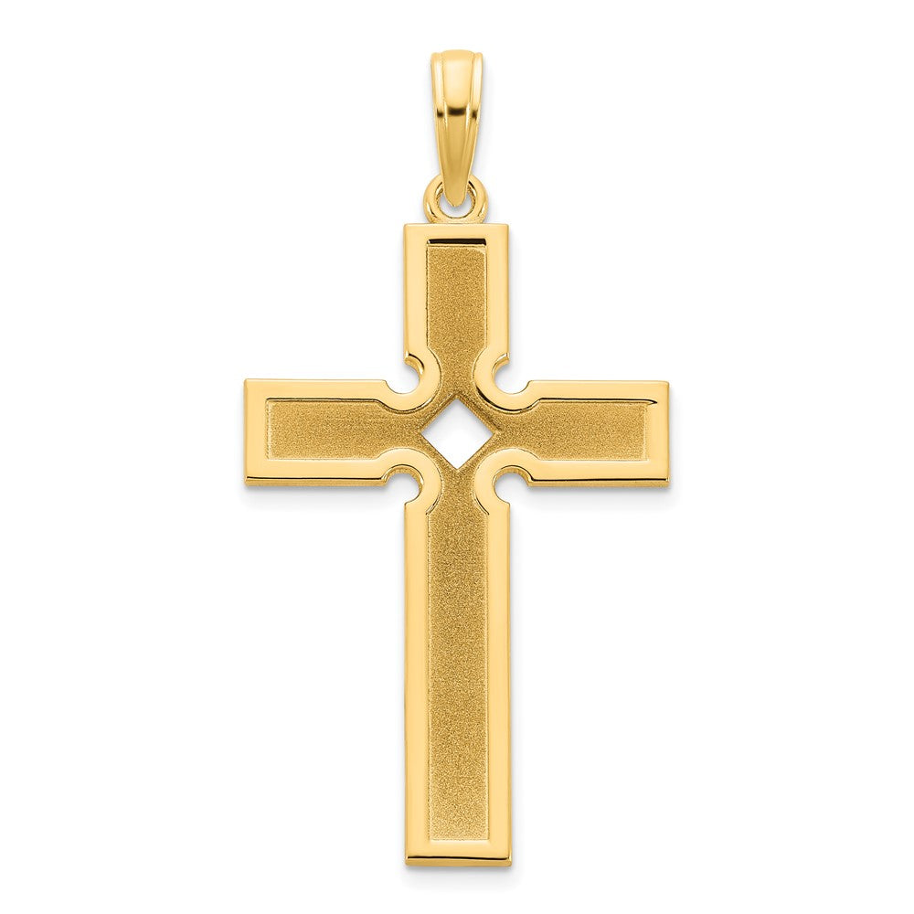 14k Polished and Satin Cross Pendant-D5226