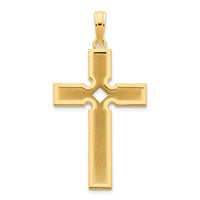 14k Polished and Satin Cross Pendant-D5226