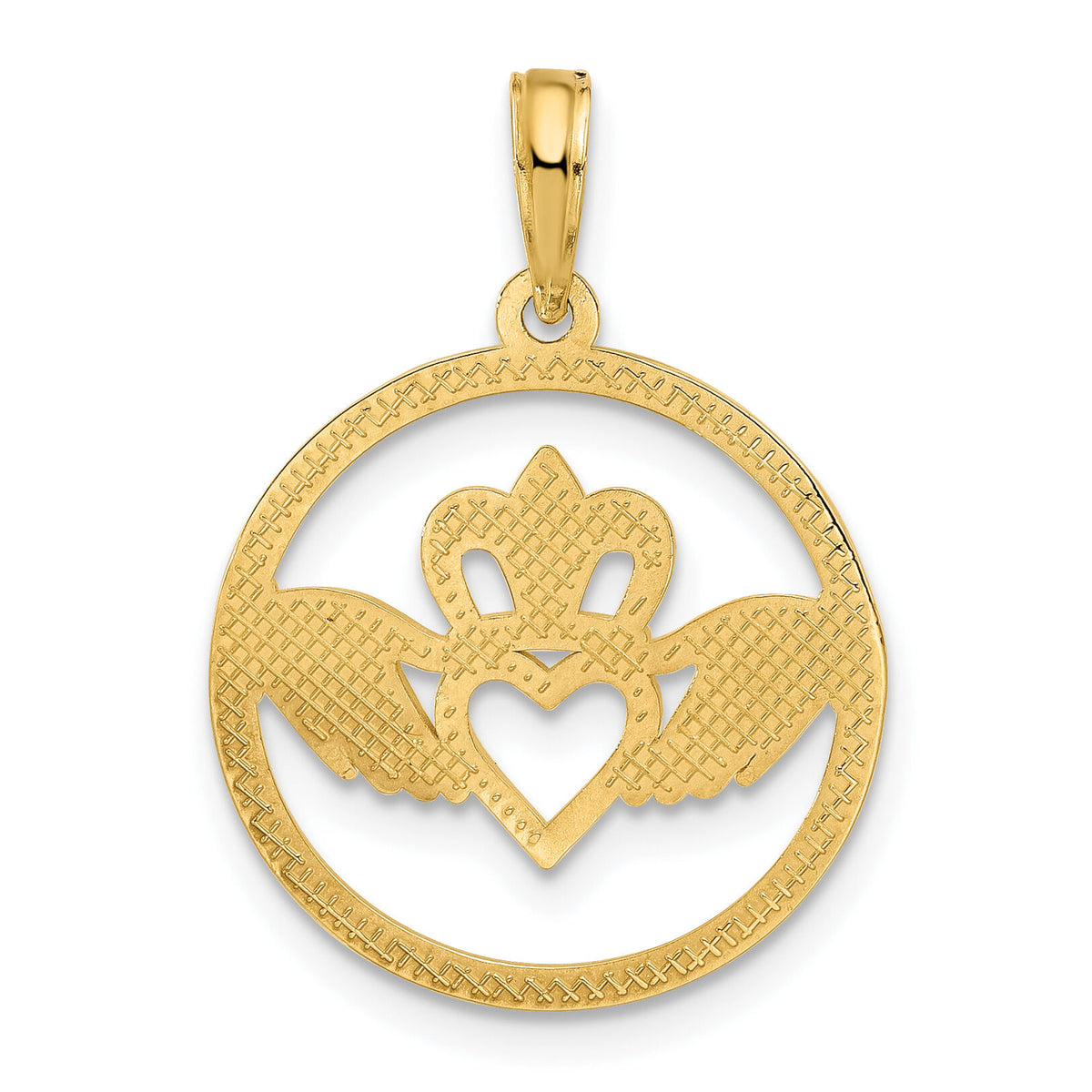 14k Claddagh Circle Pendant-D5231