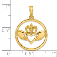 14k Claddagh Circle Pendant-D5231