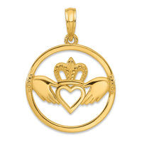 14k Claddagh Circle Pendant-D5231