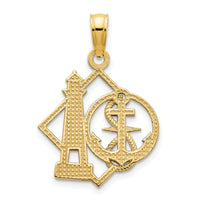 14ky Lighthouse and Anchor Charm-D5233