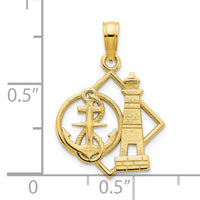 14ky Lighthouse and Anchor Charm-D5233
