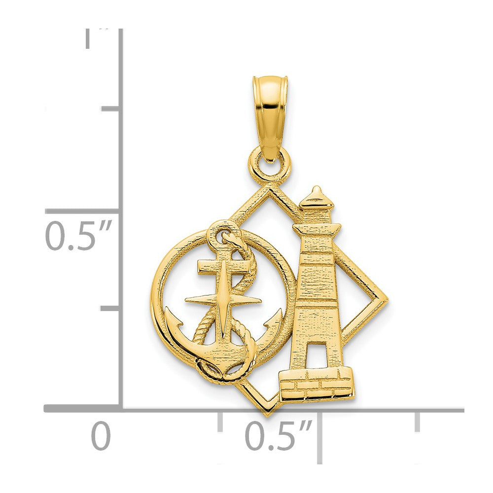 14ky Lighthouse and Anchor Charm-D5233