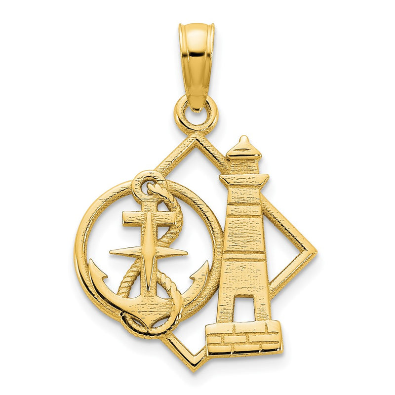 14ky Lighthouse and Anchor Charm-D5233