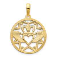 14k Claddagh Circle Pendant-D5236