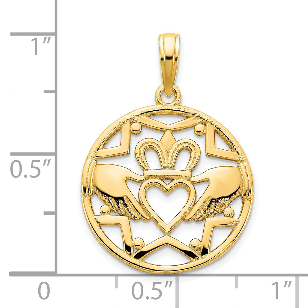 14k Claddagh Circle Pendant-D5236