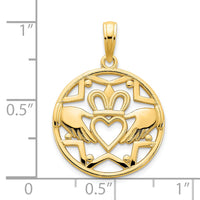 14k Claddagh Circle Pendant-D5236