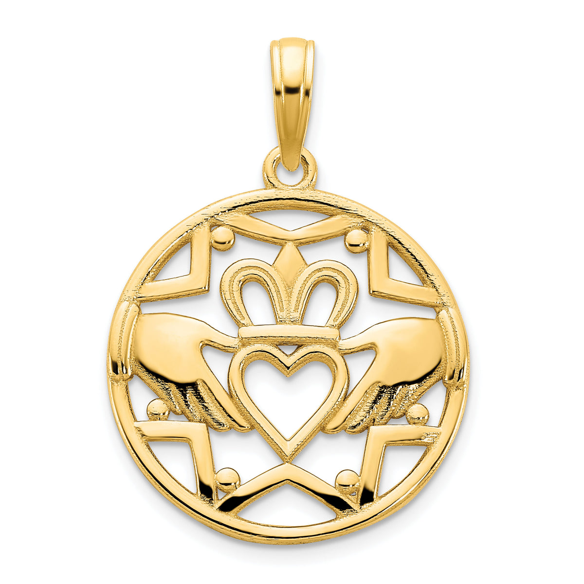 14k Claddagh Circle Pendant-D5236
