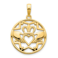 14k Claddagh Circle Pendant-D5236