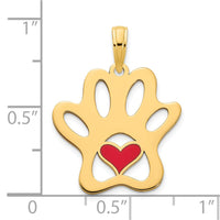 14k Epoxy Paw Print with Heart Pendant-D5247