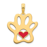 14k Epoxy Paw Print with Heart Pendant-D5247