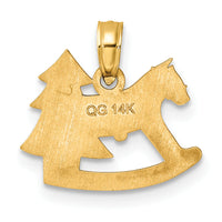 14k Polished Epoxy Rocking Horse with Christmas Tree Pendant-D5250