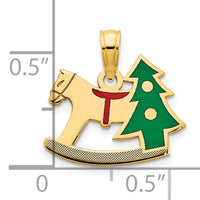14k Polished Epoxy Rocking Horse with Christmas Tree Pendant-D5250